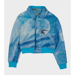 ERL Surf Printed Leather Bomber Blue M