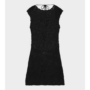 Ganni Velvet Crochet Open Back Mini Dress Black M