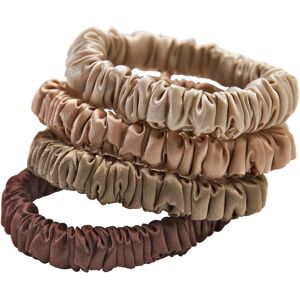 Lenoites Mulberry Silk Skinny Scrunchies, Beige, Light Brown, Brown, Coffee