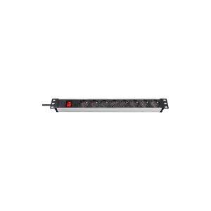 brennenstuhl Premium-Alu-Line - Stikdåse (rackversion) - output-stikforbindelser: 8 - 1U - 19 - 2 m ledning - sort, aluminium