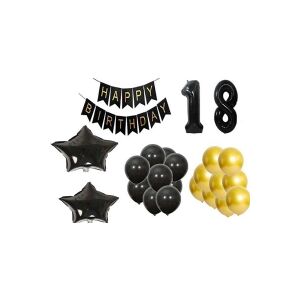 Aptel BIRTHDAY BALLoons 18 YEAR BANER balloner 25stk sort guld AG624E