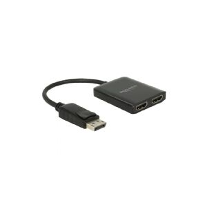 Delock Displayport 1.2 Splitter 1 x Displayport in > 2 x HDMI out 4K 30 Hz - Video-/audiosplitter - 2 x HDMI - desktop