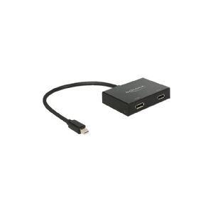 Delock Displayport 1.2 Splitter 1 x mini Displayport in > 2 x Displayport out 4K - Video-/audiosplitter - 2 x DisplayPort - desktop