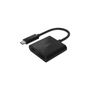 Belkin Components Belkin USB-C to HDMI + Charge Adapter - Videoadapter - 24 pin USB-C han til HDMI, USB-C (kun strøm) hun - sort - 4K support, USB Power Delivery (60W)