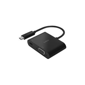 Belkin Components Belkin USB-C to VGA + Charge Adapter - Videoadapter - 24 pin USB-C han til HD-15 (VGA), USB-C (kun strøm) hun - sort - 1080p support, USB Power Delivery (60W)