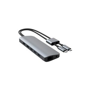 HYPER HD392-GRAY, USB 3.2 Gen 1 (3.1 Gen 1) Type-C, 60 W, Grå, MicroSD (TransFlash), SD, 3.5mm, HDMI, RJ-45, USB 3.2 Gen 1 (3.1 Gen 1) Type-A, USB 3.2 Gen 1 (3.1 Gen 1) Type-C, USB