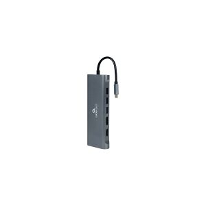 Gembird Cablexpert A-CM-COMBO8-01 - Dockingstation - USB-C 3.1 - VGA, HDMI, DP - 1GbE