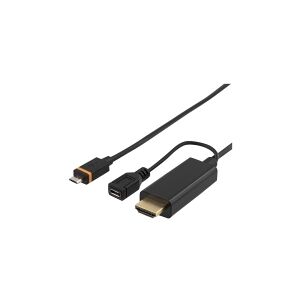 DELTACO - HDMI adapter - Micro-USB (SlimPort) til HDMI, Micro-USB Type B (kun strøm) - 1 m - sort
