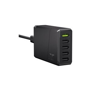 GREENCELL Green Cell ChargeSource 5 - Strømforsyningsadapter - 52 Watt - 2.4 A - Apple Fast Charge, GC Ultra Charge, Huawei Fast Charge, QC 3.0, AFC - 5 output-stikforbindelser (USB) - sort