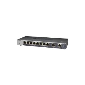 NETGEAR GS110MX - Switch - ikke administreret - 8 x 1000Base-T + 2 x 100/1000/2,5 G/5 G/10 G (uplink) - desktop, monterbar på stativ, væg-monterbar - DC strøm