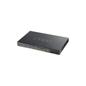 ZyXEL Communications Zyxel GS1920-24HPv2 - Switch - smart - 24 x 10/100/1000 (PoE+) + 4 x combo Gigabit SFP + 4 x 10/100/1000 - monterbar på stativ - PoE+ (375 W)