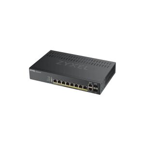 ZyXEL Communications Zyxel GS1920-8HPv2 - Switch - smart - 8 x 10/100/1000 (PoE+) + 2 x combo Gigabit SFP - desktop, væg-monterbar - PoE+ (130 W)