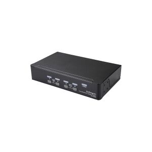 StarTech.com 4 Port DisplayPort KVM Switch, 4K 60Hz, Single Display, Dual Port UHD DP 1.2 USB KVM Switch with Integrated USB 2.0 Hub and Audio, Dell, HP, Apple, Lenovo, TAA Compliant - Keyboard/Video/Mouse Switch (SV431DPUA2) - KVM / audio-switch - 4 x KV