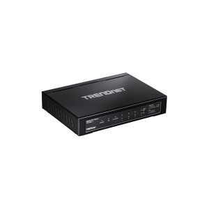 TRENDnet TPE TG611 - Switch - 4 x 10/100/1000 (PoE+) + 1 x 10/100/1000 (uplink) + 1 x Gigabit SFP - desktop - PoE+ (65 W) - TAA-kompatibel