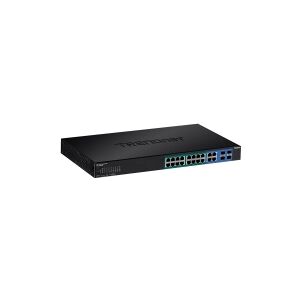 TRENDnet TPE 1620WSF - Switch - L2+ - smart - 16 x 10/100/1000 (PoE+) + 4 x delt Gigabit SFP - monterbar på stativ - PoE+ (370 W) - TAA-kompatibel