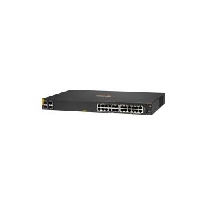 HPE Aruba 6100 24G Class4 PoE 4SFP+ - Switch - Administreret - 24 x 10/100/1000 (PoE+) + 4 x 1 Gigabit / 10 Gigabit SFP+ - side til side-luftstrøm - monterbar på stativ - PoE+ (370 W)