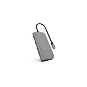 HyperDrive HD30F-GRAY #####USB-C™ (USB 3.1) Multiport Hub Ultra HD-kompatibel, med USB-C-stik, med indbygget SD-kortlæser, Aluminiumkabinet Spacegrå