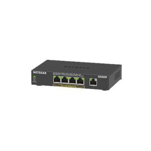 NETGEAR GS305Pv2 - Switch - ikke administreret - 5 x 10/100/1000 (4 PoE) - desktop, væg-monterbar - PoE+ (63 W) - DC strøm