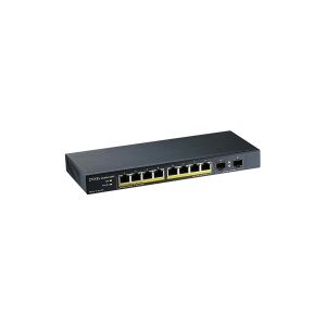 ZyXEL Communications Zyxel GS1100-10HP - Switch - ikke administreret - 8 x 10/100/1000 (PoE+) + 2 x Gigabit SFP - desktop, væg-monterbar - PoE+ (130 W)