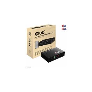 Club-3d CLUB3D 3 to 1 HDMI™ 8K60Hz/4K120Hz Switch, 7680 x 4320 pixel, 8K Ultra HD, Sort