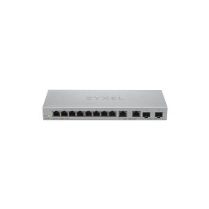 ZyXEL Communications Zyxel XGS1210-12 - V2 - switch - Administreret - 8 x 10/100/1000 + 2 x 100/1000/2.5G + 2 x 1 Gigabit / 10 Gigabit SFP+ (uplink) - desktop, væg-monterbar