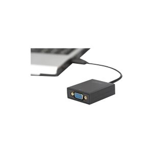 DIGITUS USB 3.0 to VGA Adapter - Ekstern videoadapter - USB 3.0 - VGA - sort