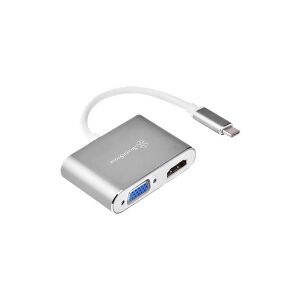 Silverstone Technology SilverStone EP16 - Ekstern videoadapter - VL100/IT6562FN - USB-C 3.1 - HDMI, VGA - brunsort