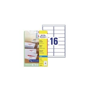 Adresseetiketter Avery J8162-25 hvid 99,1x33,9 mm Inkjet QuickDRY™ - (25 ark x 16 stk.)