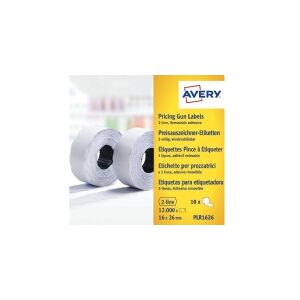 Prisetiket Avery PLR1626 hvid 26x16 mm aftagelige - (12.000 etiketter)