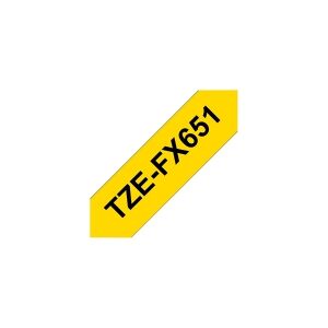 Brother TZe-FX651 - Sort på gul - Rulle (2,4 cm x 8 m) 1 kassette(r) fleksibel tape - for Brother PT-D600  P-Touch PT-3600, D610, D800, E550, P750, P900, P950  P-Touch EDGE PT-P750