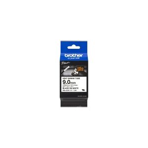 Brother HSe-221E - Sort på hvid - Rulle (0,9 cm x 1,5m) 1 kassette(r) hængekasse - varmekrymperørtape - for P-Touch PT-D800W, PT-E300, PT-E300VP, PT-E550WVP, PT-P700, PT-P750W, PT-P900W, PT-P950NW