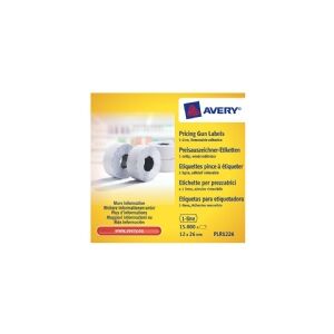 Prisetiket Avery PLR1226 hvid 26x12 mm aftagelige - (15.000 etiketter)