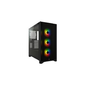 Corsair Microsystems CORSAIR   iCUE 4000X RGB – Miditower - ATX - ingen strømforsyning - Sort - USB/Lyd