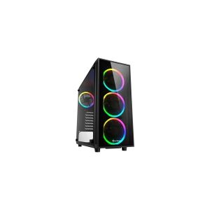 Sharkoon TG4 RGB - Tower - ATX - ingen strømforsyning - sort, RGB - USB/Lyd