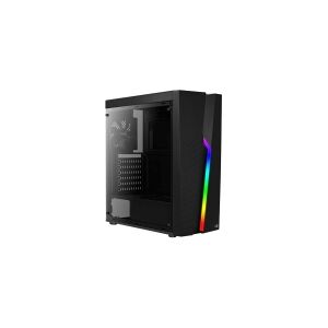 AeroCool Bolt - Tower - ATX - sidepanel med vindue (akryllisk) - ingen strømforsyning (ATX) - sort - USB/Lyd