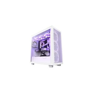 NZXT H7 Flow - Miditower - ATX - Tempered Glass - ingen strømforsyning - Hvid - USB/Lyd