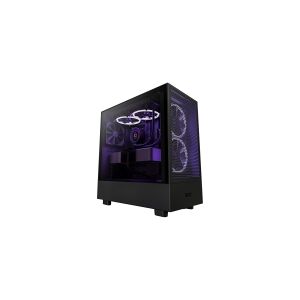 NZXT H series H5 Flow - Mid tower - udvidet ATX - sidepanel med vindue (hærdet glas) - ingen strømforsyning - sort - USB/Lyd