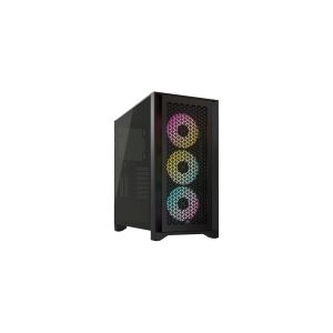 Corsair Microsystems CORSAIR iCUE 4000D RGB Airflow - Mid tower - udvidet ATX - sidepanel med vindue (hærdet glas) - ingen strømforsyning (ATX) - sort - USB/Lyd