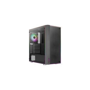 AeroCool Skribble - Mid tower - ATX - sidepanel med vindue (hærdet glas) - ingen strømforsyning (ATX) - sort - USB/Lyd