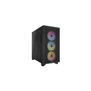 Corsair Microsystems CORSAIR 3000D RGB AIRFLOW - Mid tower - udvidet ATX - sidepanel med vindue (hærdet glas) - ingen strømforsyning (ATX) - sort - USB/Lyd