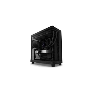 NZXT H series H6 Flow - Mid tower - ATX - sidepanel med vindue (hærdet glas) - ingen strømforsyning - mat sort - USB/Lyd