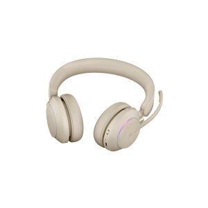 GN Audio Jabra Evolve2 65 MS Stereo - Headset - på øret - Bluetooth - trådløs - USB-A - støjisolerende - beige - Certified for Microsoft Teams