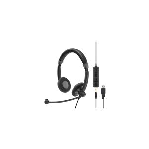 SENNHEISER SC 75 USB WIRED BINAURAL HEADSET 3.5MM, USB IN-LINE CALL CONTROL ON USB CABLE, MS