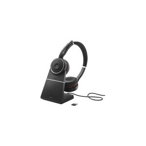 GN Audio Jabra Evolve 75 SE MS Stereo - Headset - på øret - Bluetooth - trådløs - aktiv støjfjerning - USB - med opladningsstander - Certified for Microsoft Teams - for LINK 380a MS