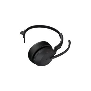 GN Audio Jabra Evolve2 55 MS Mono - Headset - på øret - Bluetooth - trådløs - aktiv støjfjerning - USB-C via Bluetooth adapter - sort - med opladningsstander - Zoom Certified, Cisco Webex Certified, Tencent Meeting Certified, Alcatel-Lucent Certified, Ava