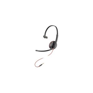 HP Poly Blackwire 3215 - Blackwire 3200 Series - headset - på øret - kabling - aktiv støjfjerning - 3,5 mm jackstik, USB-C - sort - Certified for Skype for Business, Avaya Certified, Cisco Jabber Certified, UC-certificeret