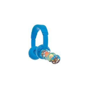 Onanoff BuddyPhones PLAY+ - Hovedtelefoner med mik. - på øret - Bluetooth - trådløs, kabling - kølig blå