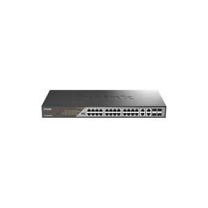 D-Link Systems D-Link DSS 200G-28MP - Switch - Administreret - 24 x 10/100/1000 (PoE) + 4 x combo 1000Base-T - monterbar på stativ - PoE (370 W)