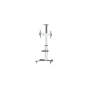 IC Intracom Manhattan TV & Monitor Mount, Trolley Stand, 1 screen, Screen Sizes: 37-65, Silver, VESA 200x200 to 600x400mm, Max 50kg, LFD, Lifetime Warranty - Vo