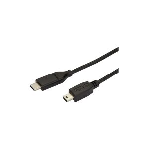 StarTech.com USB C to Mini USB Cable - 6 ft / 2m - M/M - USB 2.0 - Mini USB Cord - USB C to Mini B Cable - USB Type C to Mini USB (USB2CMB2M) - USB-kabel - 24 pin USB-C (han) til mini-USB type B (han) - Thunderbolt 3 / USB 2.0 - 2 m - sort